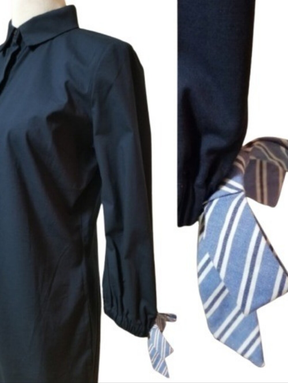 🆕️⬇️LAST ONE! Heyton Navy Button Front Dress With Tie Cuff - Picture 8 of 8